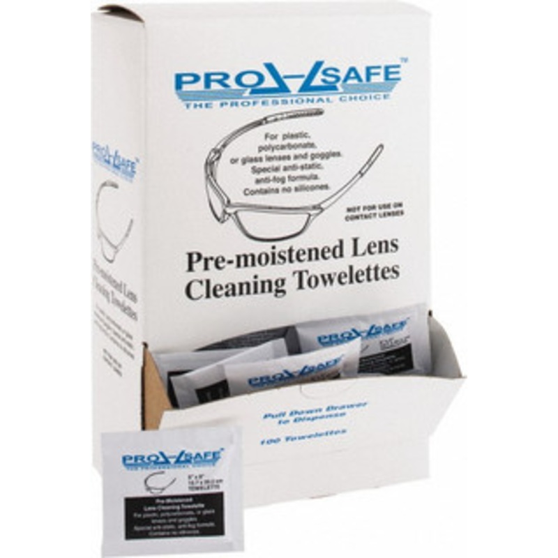 PRO-SAFE (100) Antifog, Antistatic Lens Cleaning Towelettes, (100 Packs Per Dispenser) – 56-174-6