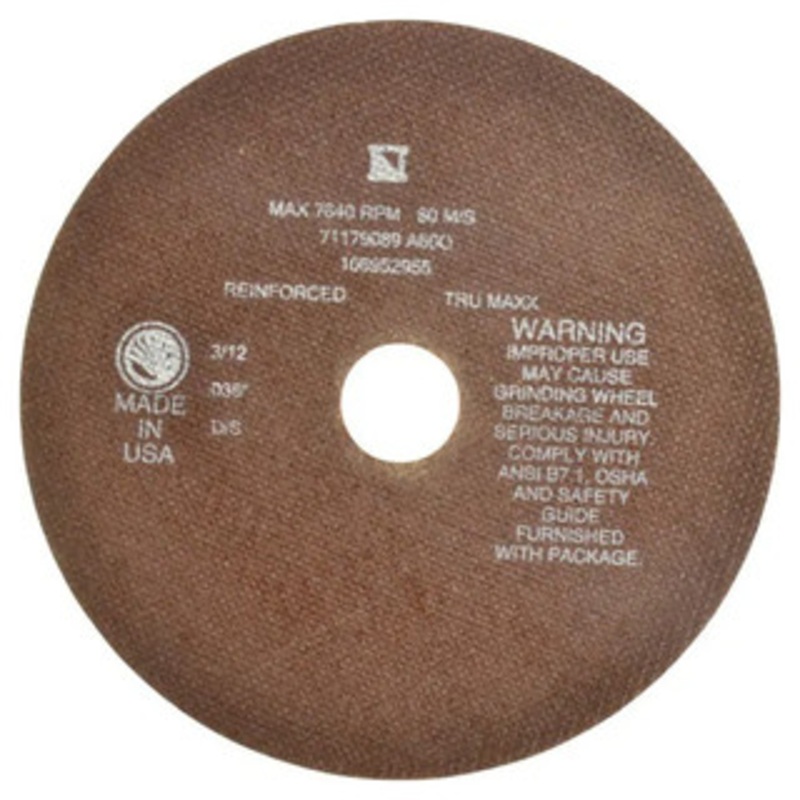 TRU-MAXX Toolroom Reinforced Aluminum Oxide Cut-Off Wheel, 8 Dia., 1/32 Thick, 1-1/4 Hole, 60 Grit – 64-204-1