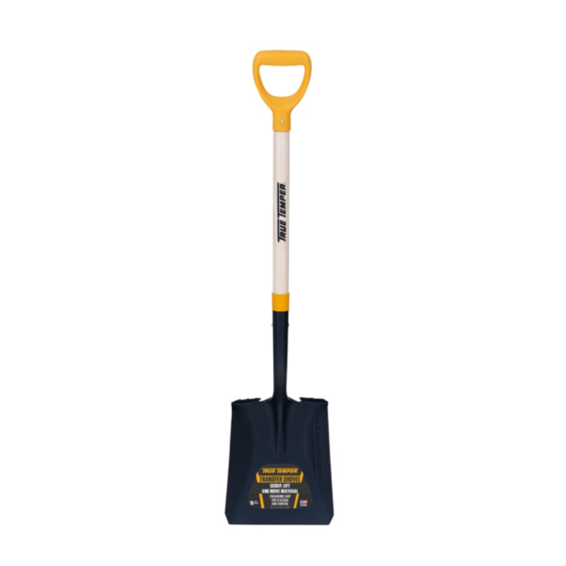 True Temper Forged Square Point Shovel With Comfort Step And D-Grip On Hardwood Handle