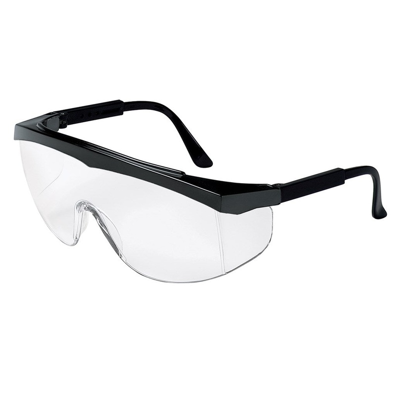 Protective Glasses – MCR Safety SS1 Series Black Clear Lens Wrap-Around with Built-In Side Shields SS110